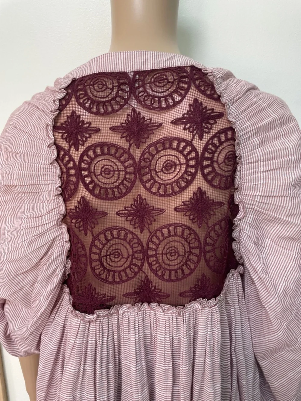Free People Blush Pink Lace-Back Peasant Tunic